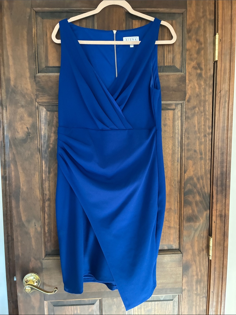 Siena Studio Cobalt Blue One-Shoulder Draped Dress